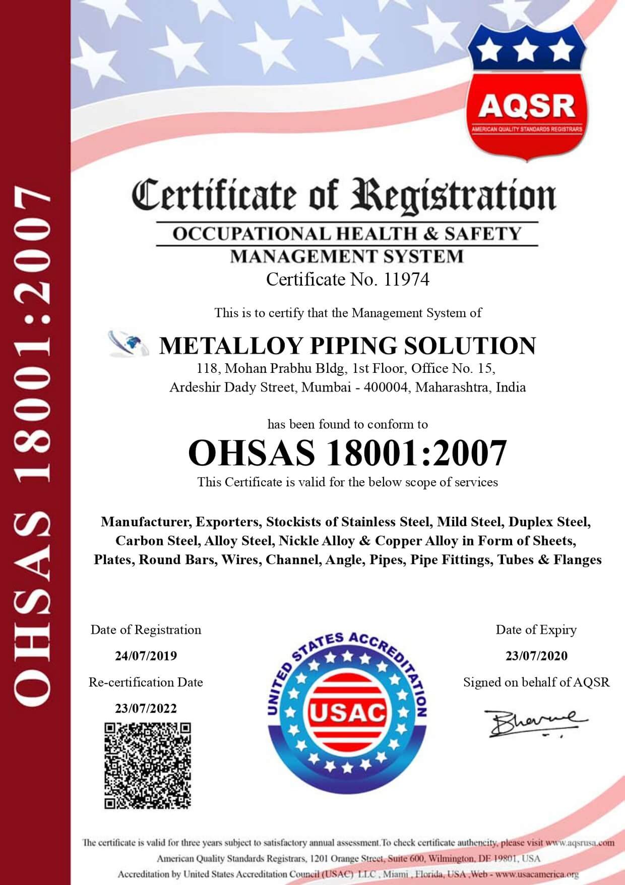 18001 Certificate